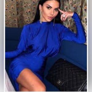 AX Armani Exchange Electric Blue High Neck Dress